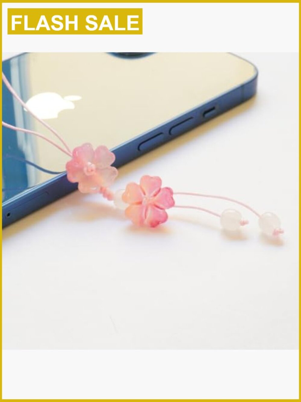 Handmade Beaded Phone Lanyard, Braided Flower Charm, Key Chain, Bag Charm - Picture 2 of 5